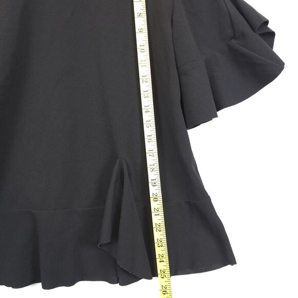Worthington Shirt Womens Large Black Ruffle Sleeve Hem Stretch Pullover Top - Picture 8 of 10